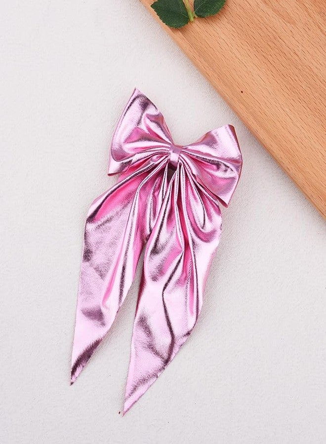 Sdopbinbin Pink Glitter Hair Clips Gold Christmas Bow Hair Clips Long Tail Bows for Little Girls Big Sparkly Bowknot Hair Barrettes Pink Christmas Head Accessories for Women Girls Cute Hair Bow Barrettes - Image 5
